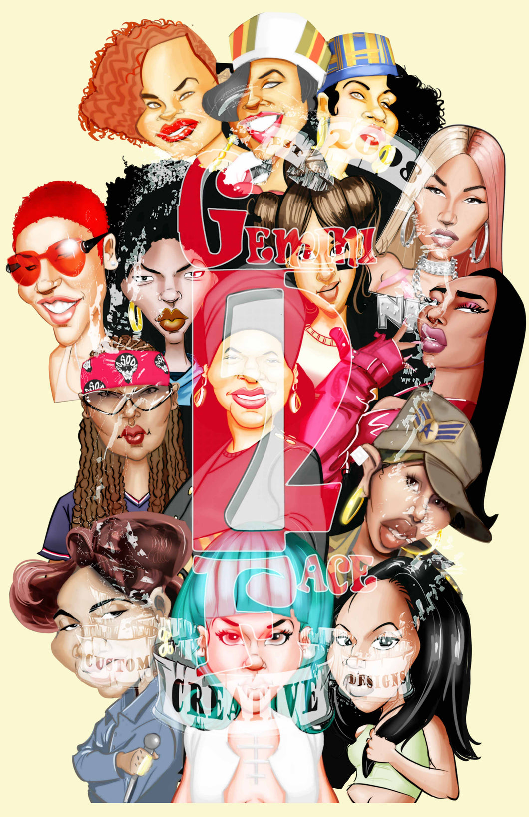 Queens of Hip-Hop w/o background PNG PNG File Gemini2face Art E-Store 