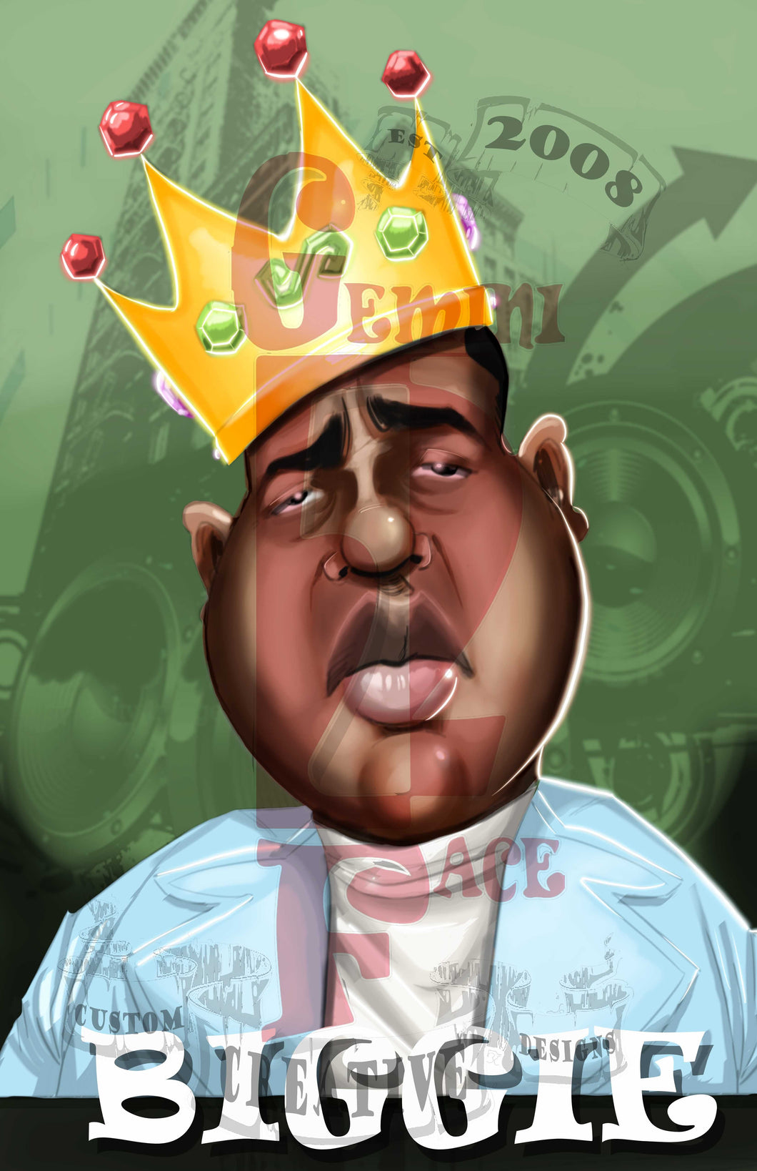 Biggie (version 3) w/background Jpeg PNG File Gemini2face Art E-Store 