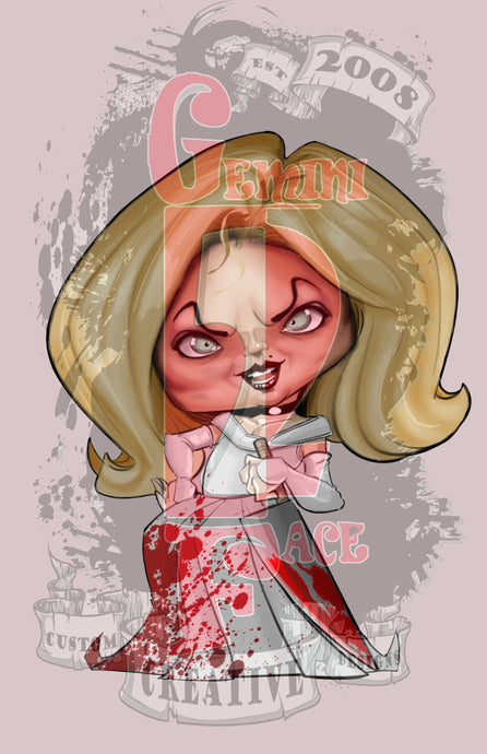 Chucky's Bride w/o background PNG PNG File Gemini2face Art E-Store 