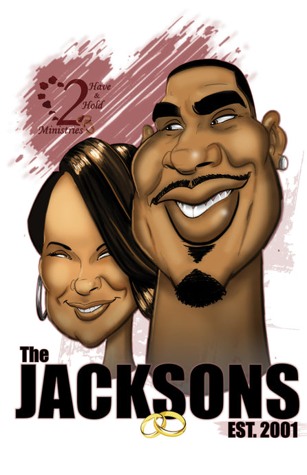 Caricature Couple (Headshot) Custom Caricature Gemini2face Art E-Store 