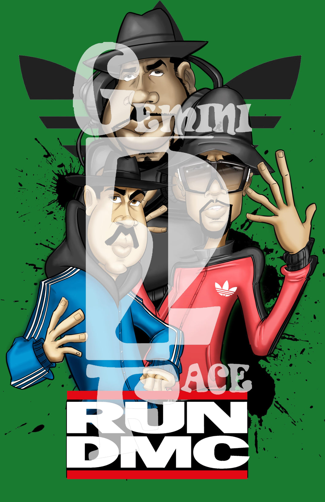 Run DMC w/background PNG PNG File Gemini2face Art E-Store 