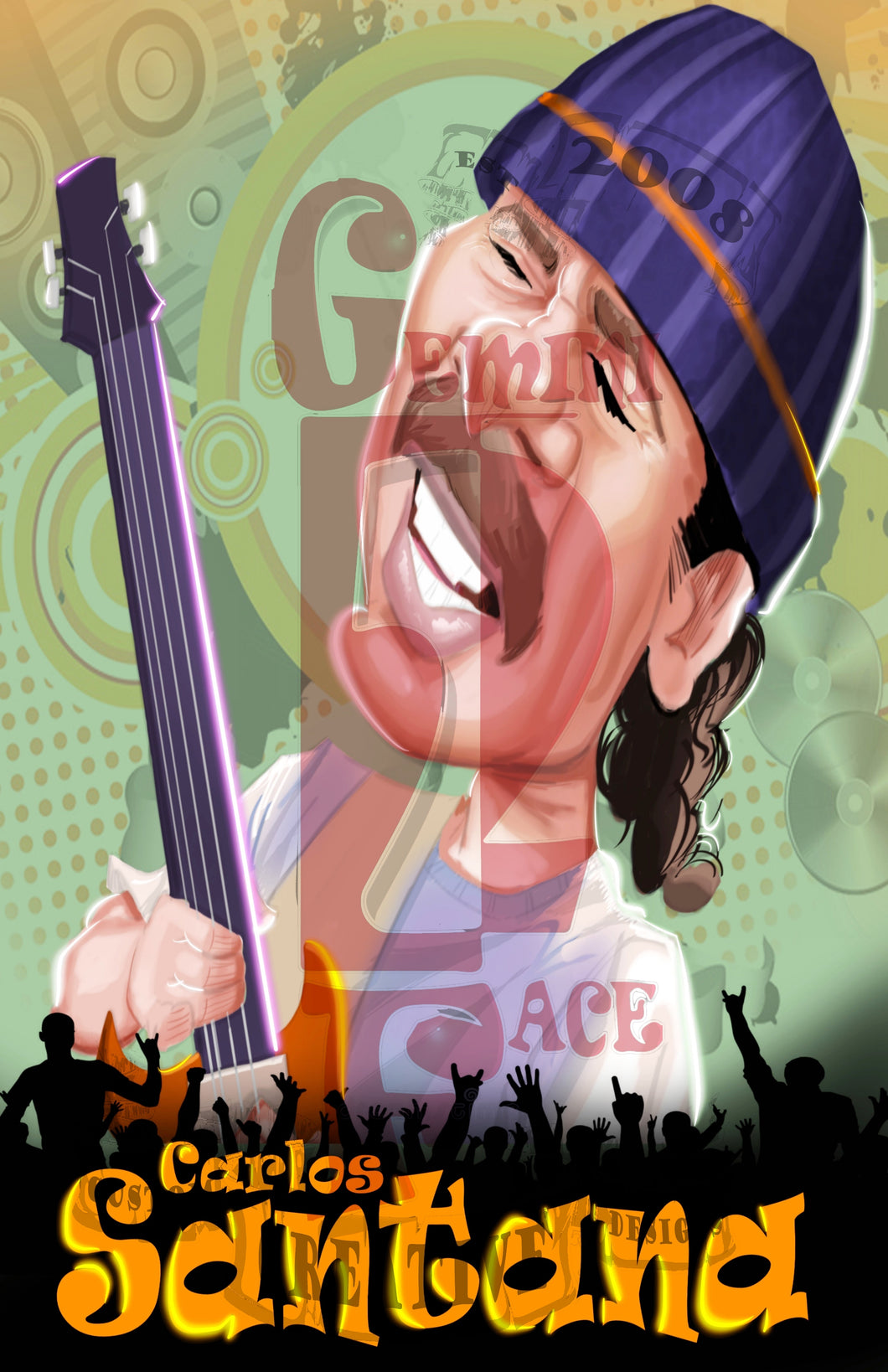 C Santana w/background Jpeg PNG File Gemini2face Art E-Store 