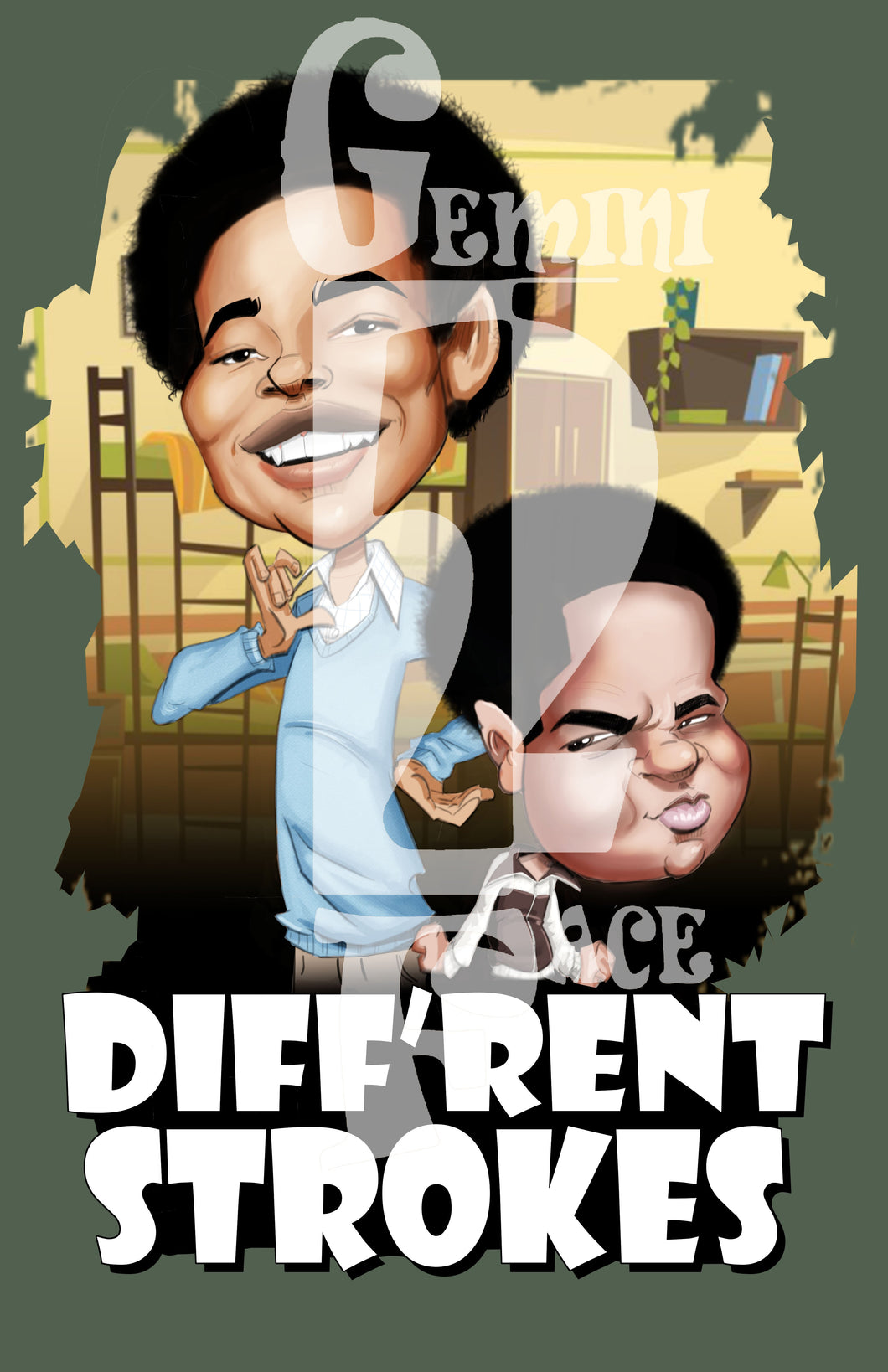 Diff'rent Strokes w/background PNG PNG File Gemini2face Art E-Store 