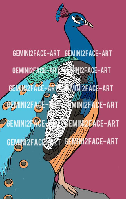 Peacock Canvas Line Art Line Art Gemini2face Art E-Store 