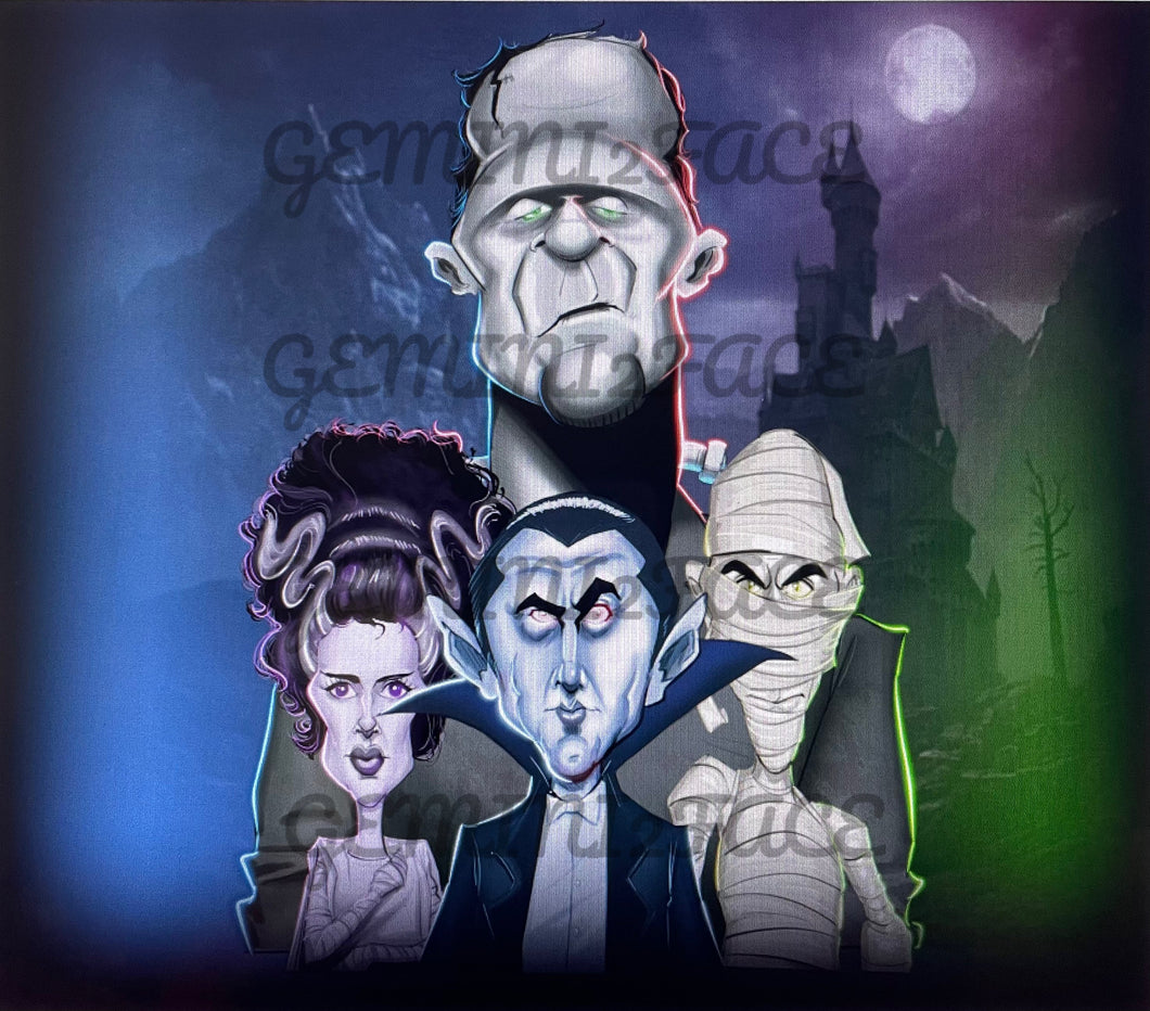 Old School Horror Villains 20 oz Tumbler Template Tumbler Gemini2face Art E-Store 