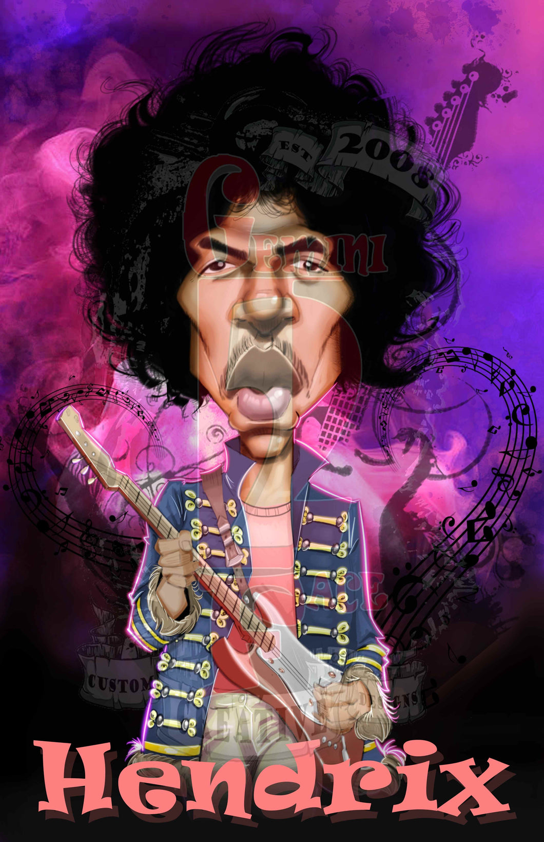 Hendrix w/background Jpeg PNG File Gemini2face Art E-Store 