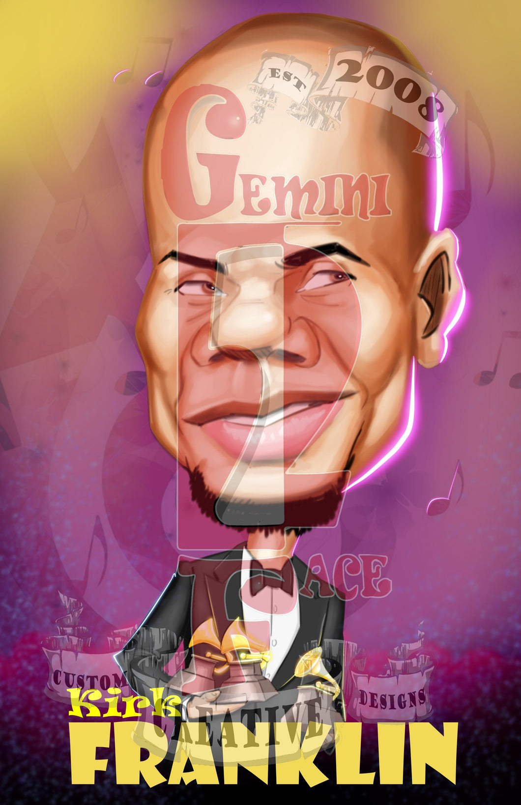 K Franklin w/background & words Jpeg PNG File Gemini2face Art E-Store 