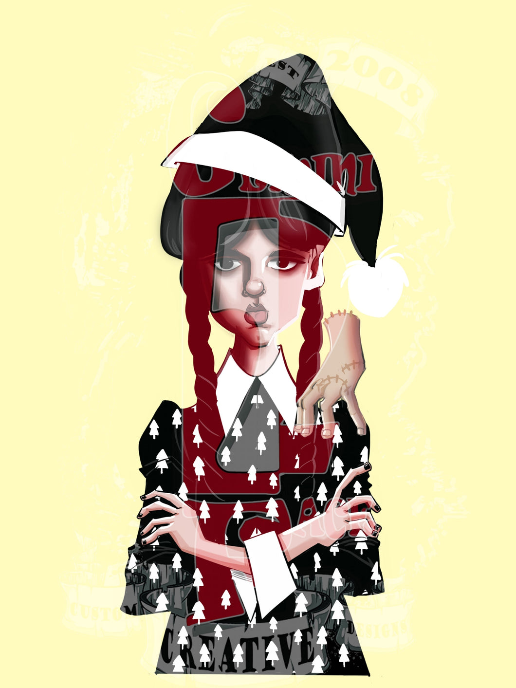 Wednesday's Black Christmas w/o background PNG PNG File Gemini2face Art E-Store 